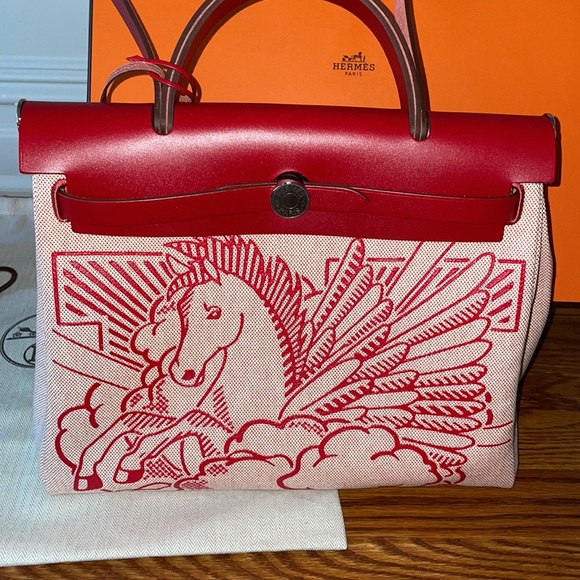 Authentic brand new Hermes herbag red Pegasus - Picture 3 of 11